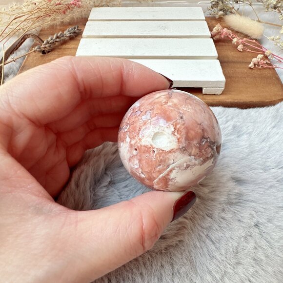 Beautiful Small Pink Cotton Candy Agate Sphere - Picture 4 of 8